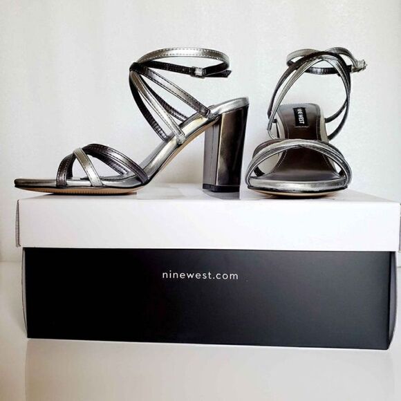 NINE WEST Obvi Ankle Strap Dress Silver Sandals SIZE 6,5 NEW WITH BOX - Picture 6 of 7
